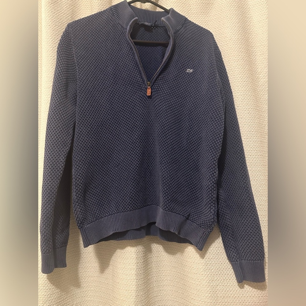 Vineyard Vines Women's Blue Textured Half-Zip Sweater